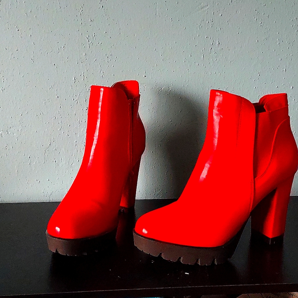 Ladies Red Platform Boots